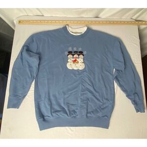 Vintage‎ M&C Sportswear Sweatshirt Double Collar Snowmen Cardinals Applique Sz M